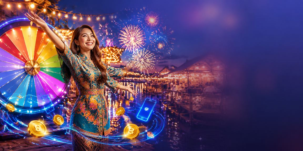 Pemain meraikan kemenangan bonus dengan latar batik Malaysia